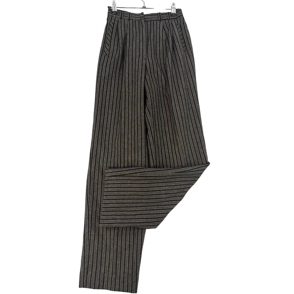 College Town Vintage Trousers 24 Black Grey Stripe Wool Blend Retro Boho USA